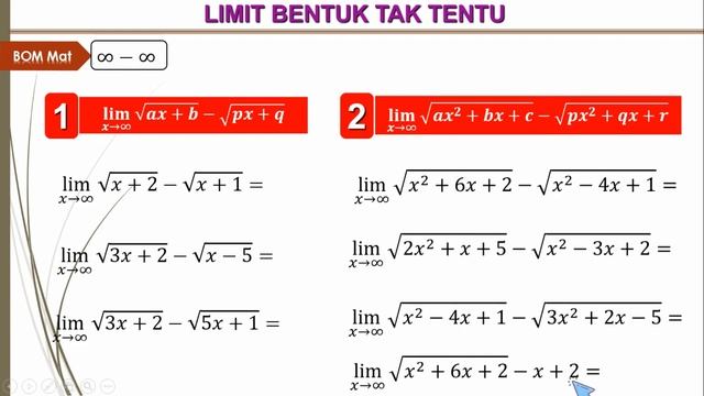 limit bentuk tak tentu, limit takhingga, soal dan pembahasan limit смотреть онлайн