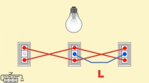 Схема управления 1 лампочки и 3 переключателя