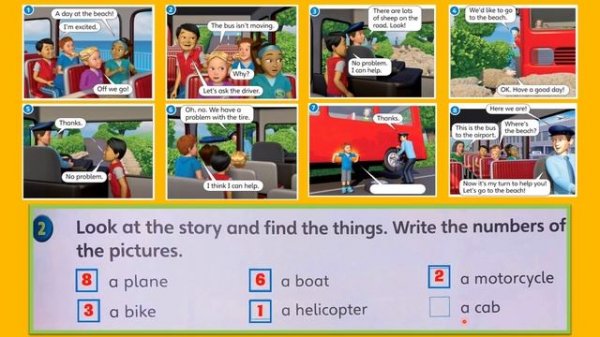 Super Minds 2 Unit 7: Story Practice Student's book and workbook page 86-87.