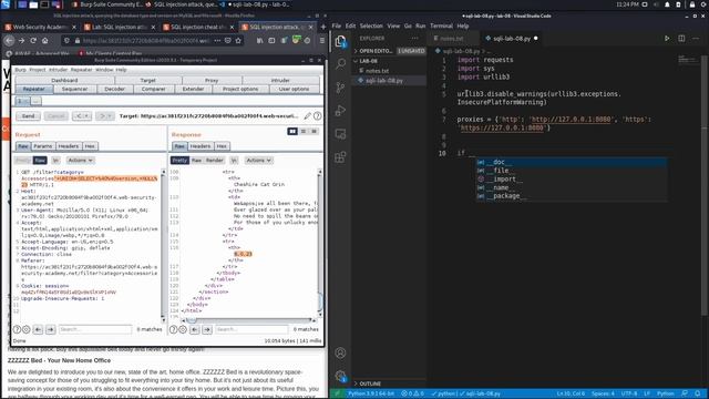 09. Lab 8 - SQLi attack, querying the database type and version on MySQL & Microsoft смотреть онлайн