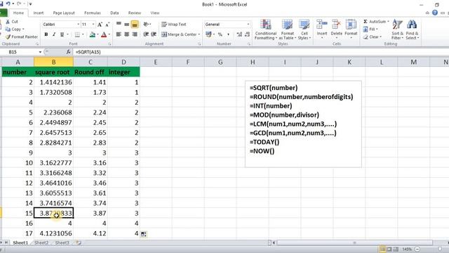 Excel Mathematical Function | sqrt | round| int | Mod| lcm| gcd | hcf смотреть онлайн