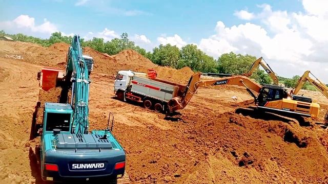 Beko Excavator Besar SANY365pro Vs SUNWARD 210 Muat NIKEL Ke Truk SHACMAN, SANY.