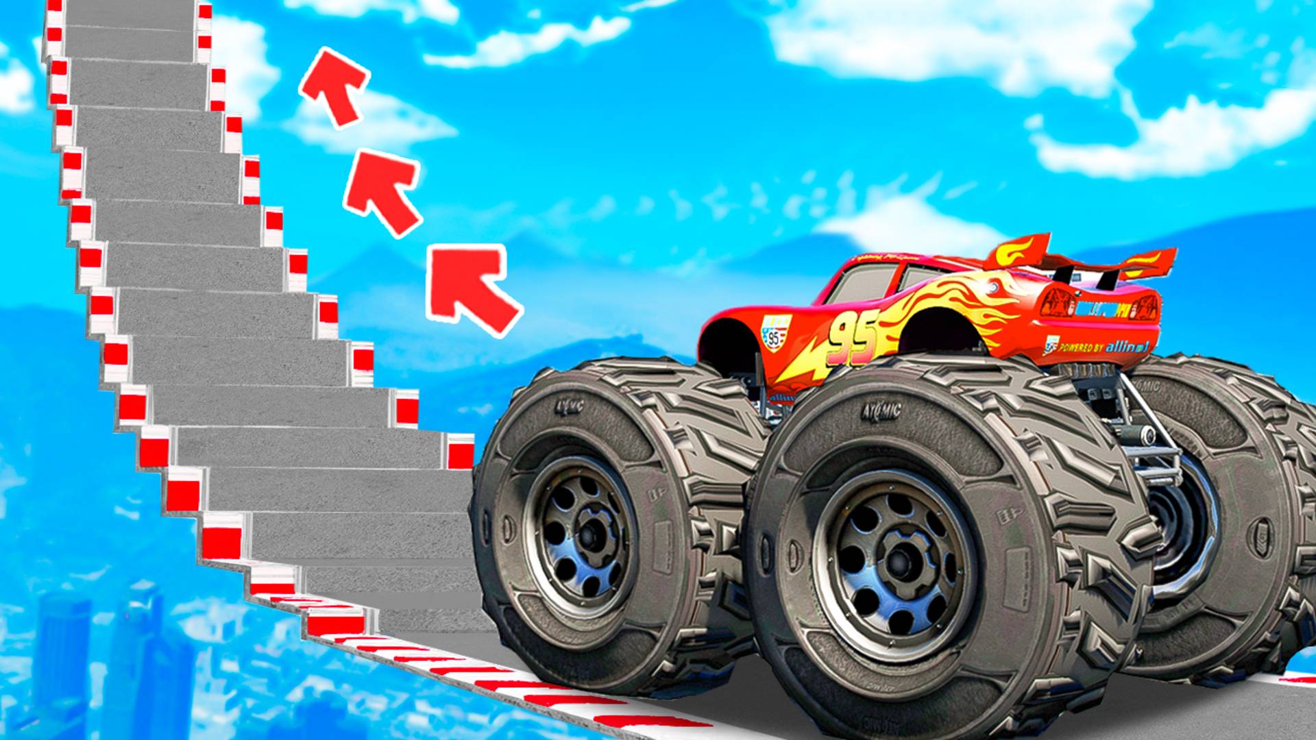 СМОЖЕТ ЛИ ОГРОМНАЯ ТАЧКА ПРОЕХАТЬ ПО СТУПЕНЬКАМ ЛЕСТНИЦЫ В ГТА 5! ЭКСПЕРИМЕНТ GTA 5 ОНЛАЙН смотреть онлайн