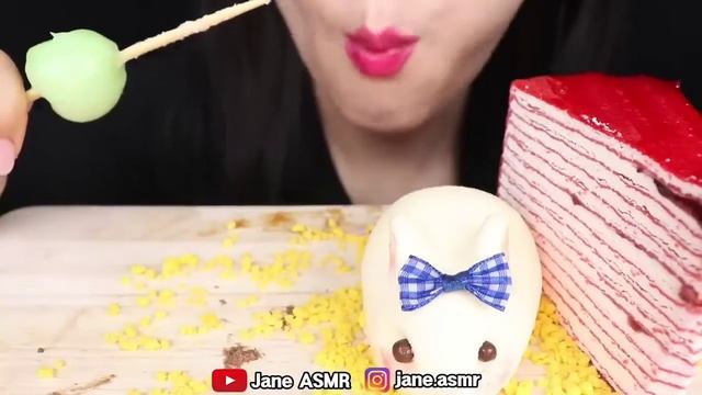 Asmr Cheesey Chicken Quesadilla Mouse Cake,Crepe Cake Mukbang | Edible Spoon| Asmr Jane | Asmr Phan