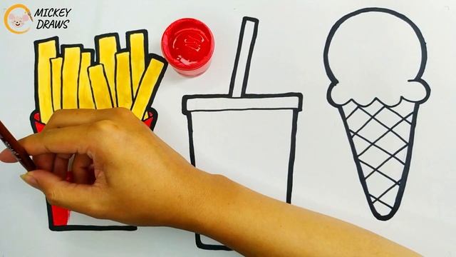 Let's Draw Fast Food: Fries, Coca Cola, and Ice Cream Tutorial | Mickey Draws #70 смотреть онлайн
