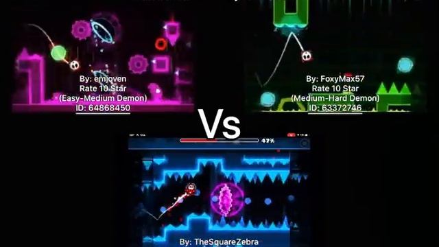 Geometry Dash = Round 1 Full Version (Comparison) (emjoven Vs FoxyMax57 Vs TheSquareZebra) (More) смотреть онлайн