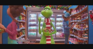 Гринч 2018 отрывок. Гринч ломает снеговка мальчика. Хор поет песню Гринчу. Гринч в магазине.