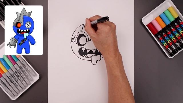Rainbow Friends 🌈 How To Draw Cyborg Blue | Draw & Color смотреть онлайн