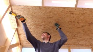 Строим времянку. Утепление потолка. Обшивка потолка ОСБ. Стропила