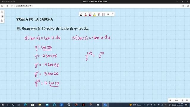 51. Encuentre la 50-ésima derivada de y= cos 2x. Regla de la cadena смотреть онлайн