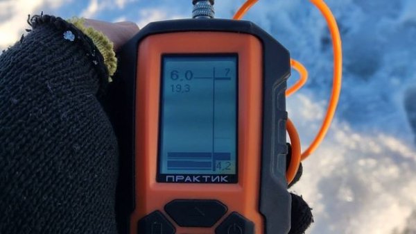 Рыбалка зимой, тест эхолота практик 6.