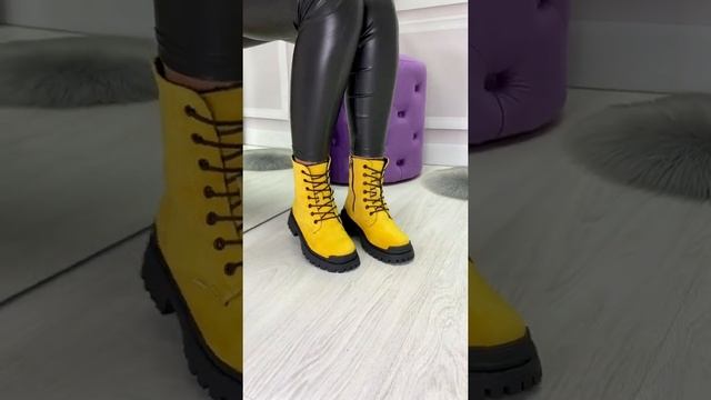 Ботинки женские жёлтые "Bingo" эко-замша ЗИМА смотреть онлайн
