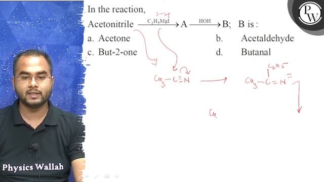 In the reaction,
Acetonitrile \( \stackrel{\mathrm{C}_{2} \mathrm{H... смотреть онлайн