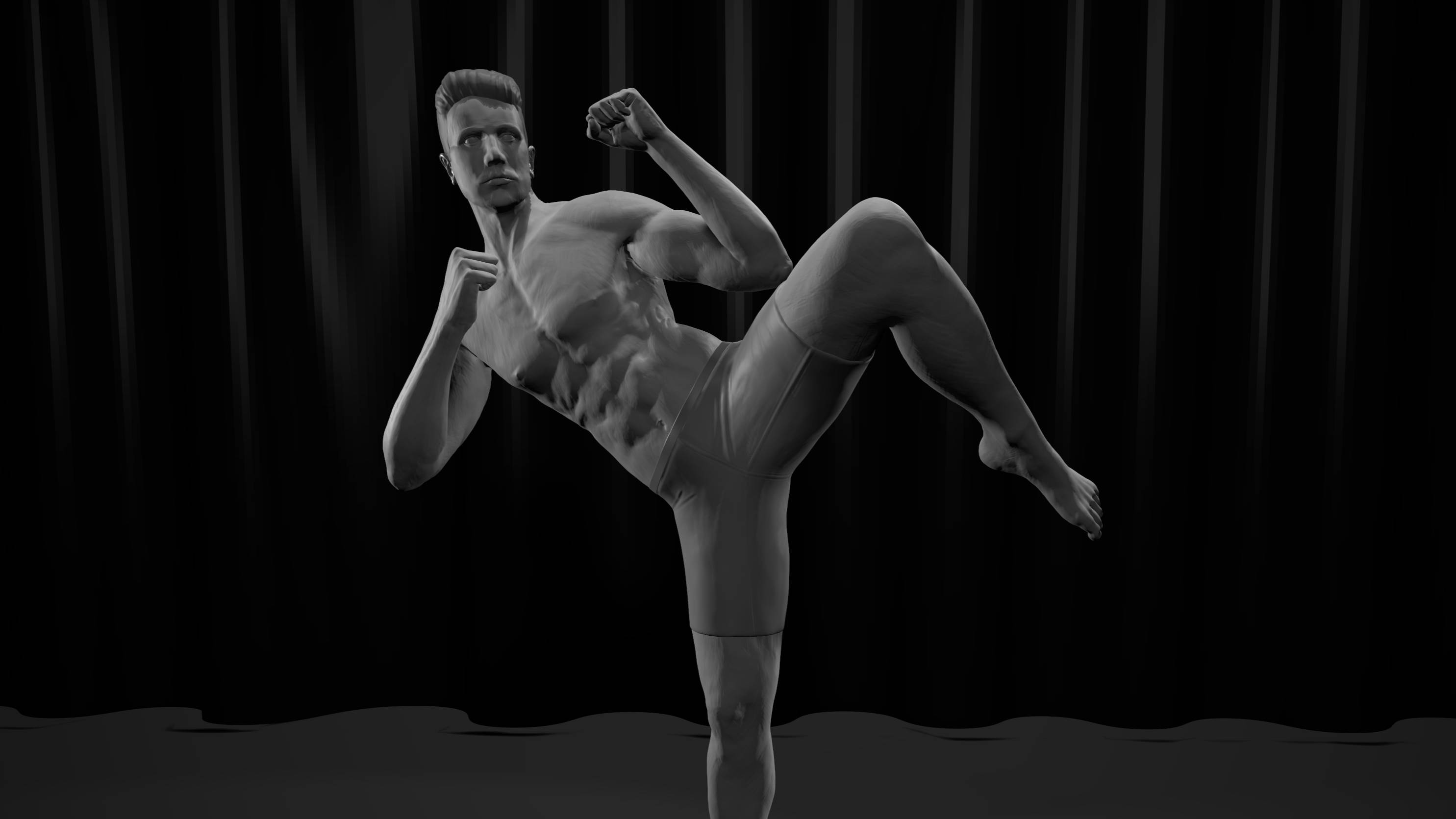 Удар в голову (High Kick) - Лепка в 3D (zbrush)