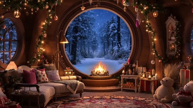 Волшебный Новогодний вечер | Шепот ветра и уют потрескивание камина - Зимнее спокойствие смотреть онлайн