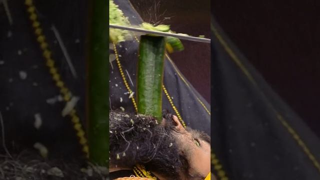 Рекорд по слепому нарезанию огурцов во рту напарника бензопилой. смотреть онлайн