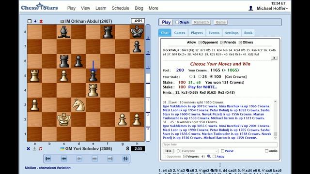 GM Yuri Solodovnichenko vs IM Orkhan Abdulov Live Broadcast Chess Stars смотреть онлайн