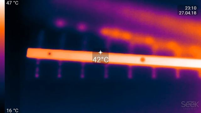 Светодиодная линейка велед VLD18 в работе снятая тепловизором(без радиатора)4 смотреть онлайн