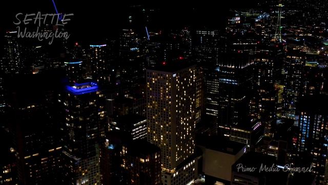Seattle by night, Washington | 4K drone footage смотреть онлайн