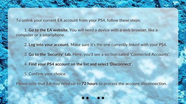 How do I unlink my current EA account from my PS4 and link a new one?
