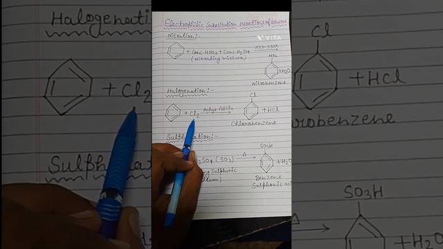 Nitration, halogenation and Sulphonation of benzene #chemistry #short #bpharmacy #pharmacy смотреть онлайн