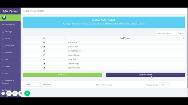 Send ID password SMS to Staff | SMS Management | Smart Classes | English смотреть онлайн