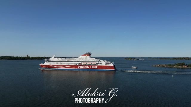 Viking Line XPRS Departs From The Port Of Helsinki, Passing Between The Islands. #dronevideo #