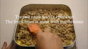 Заливной пирог с мясом и грибами.Jellied pie with meat and mushrooms.