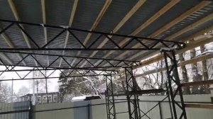 Односкатный навес гараж 9х12