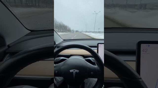 Вот как автопилот Теслы реагирует на пешехода ! #shortsvideo #car #tesla