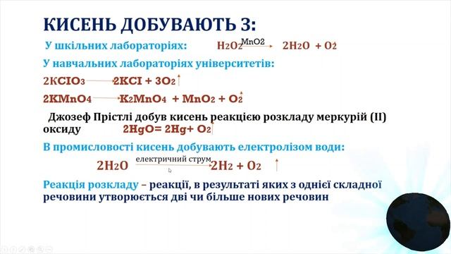 Добування та збирання кисню Реакція розкладу Поняття про каталізатор. смотреть онлайн