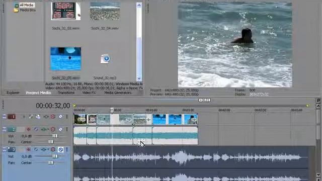 Видео монтаж в Sony Vegas 9 10 32 Изменение уровня громкости смотреть онлайн