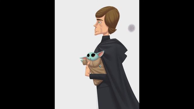 Luke Skywalker, Grogu & R2-D2 - Procreate painting timelapse смотреть онлайн