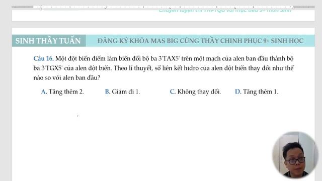 Ôn tập giữa học kì I môn Sinh - đề số 4 - dành cho 2k6 смотреть онлайн