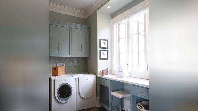 75 Laundry Room With Solid Surface Countertops And Gray Walls Design Ideas You'll Love 🌈 смотреть онлайн