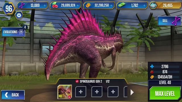 SPINOSAURUS GEN 2 MAX LEVEL 40 - Jurassic World The Game