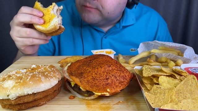 ASMR Sandwich, Cheeseburger With Nachos, Fried Shrimp & Fries Mukbang 먹방 (Eating Sounds) Eating Sho