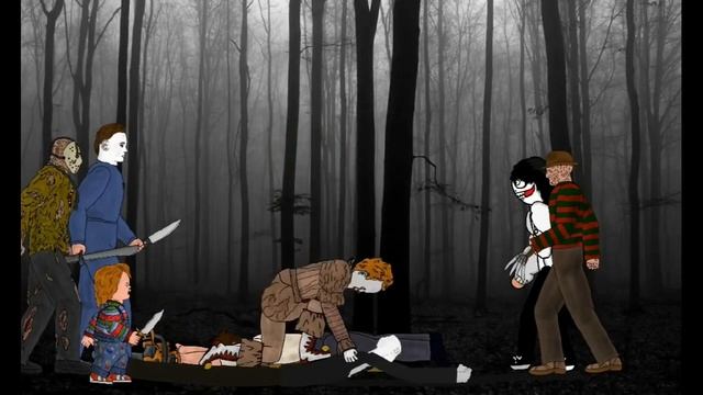 SLENDER MAN vs IT Пеннивайз vs Джейсон Вурхиз, Фредди, Майкл, Кожаное лицо, Чаки, Призрачное лицо, смотреть онлайн