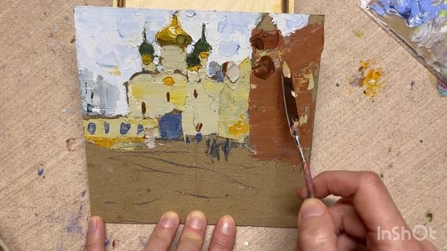 Мастер класс мастихином рисуем храм ,зимний пейзаж маслом смотреть онлайн