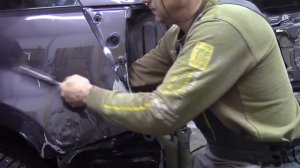 Ремонт сложного крыла на Сузуки Витара #1. Body repair after an accident.