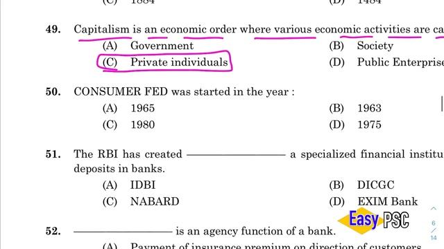 026/2020 | Junior Co-Operative Inspector - Kerala Khadi & Village Industries Board - Answer Key | смотреть онлайн