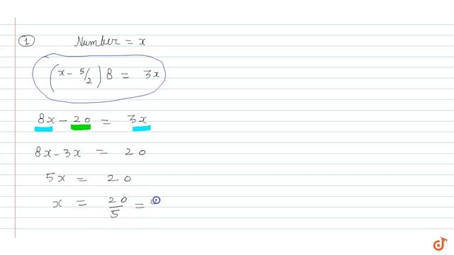Amina thinks of a number and subtracts `5/2` from it. She multiplies the result by 8. The result .. смотреть онлайн