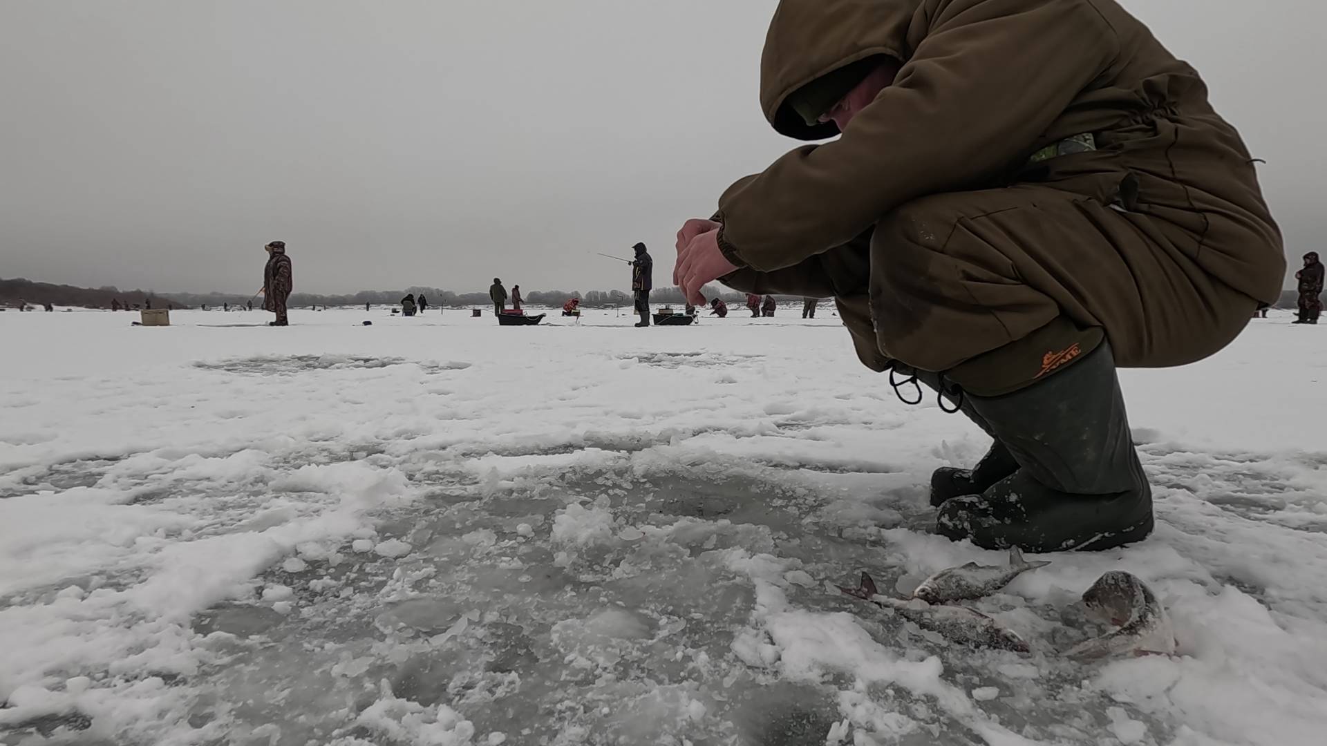 )ПЕРВЫЙ ЛЁД ОКА! На уху поймал! РЫБАЛКА НА ПОДТЯГ смотреть онлайн