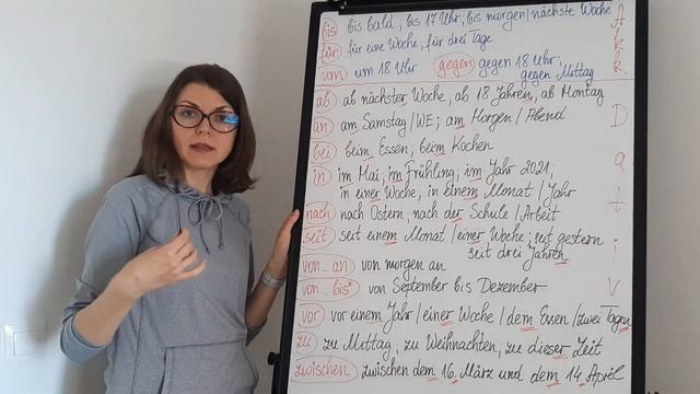 Предлозите за време в немския език с Akkusativ и Dativ | Temporale Präpositionen (A2, B1) смотреть онлайн