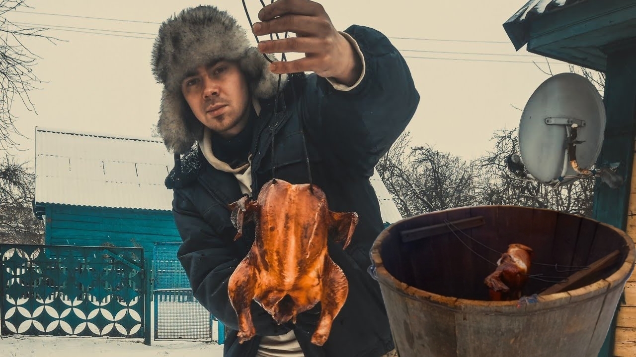 Копчения в деревянной бочке. Закоптил курицу к новогоднему столу своими руками.