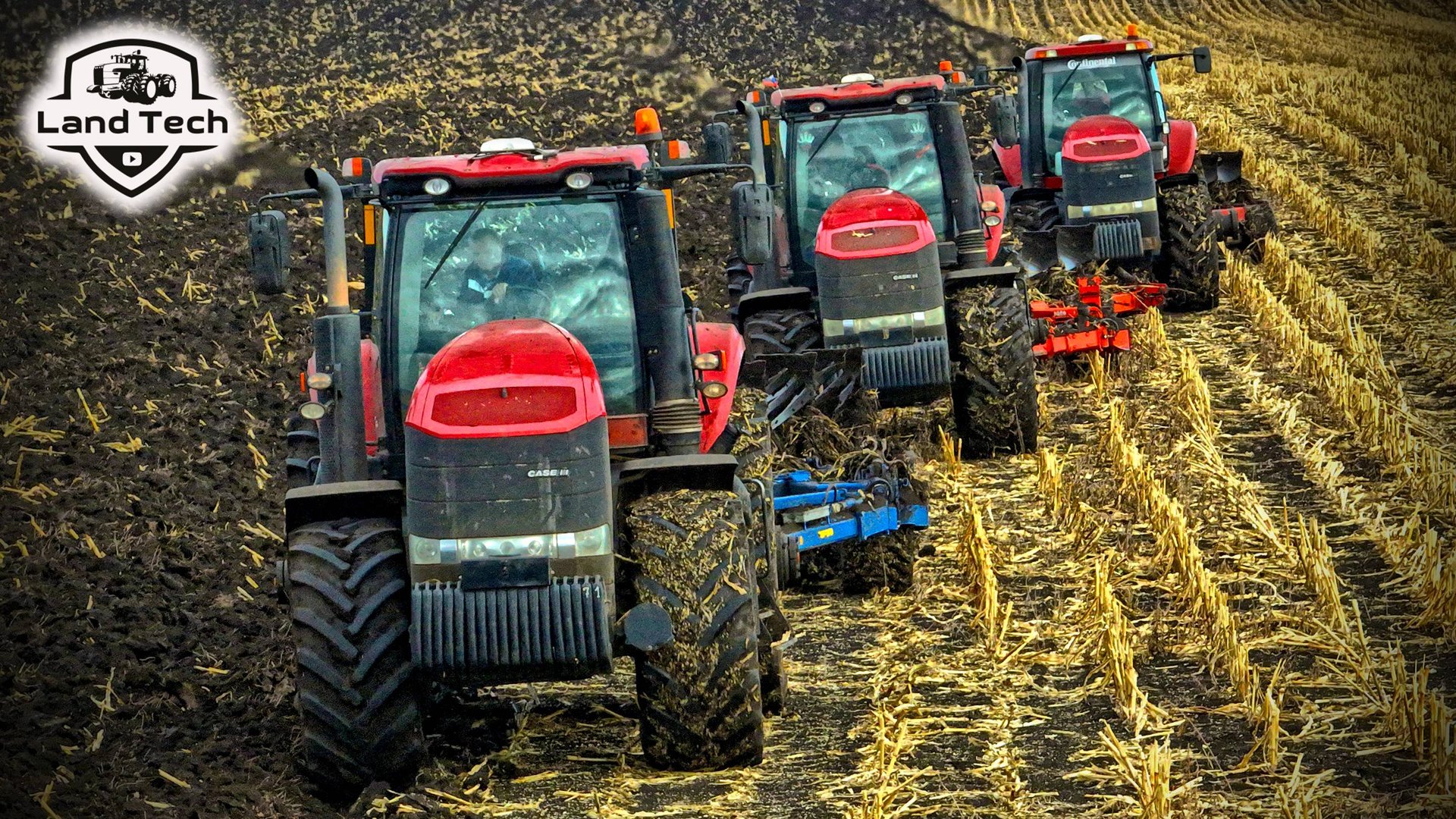 Красивая вспашка зяби на трех тракторах CASE MAGNUM 340! смотреть онлайн