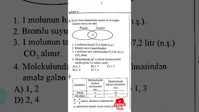 Kimya Hədəf 2023 Test  Toplusu. 24 Alkadienler 1-10