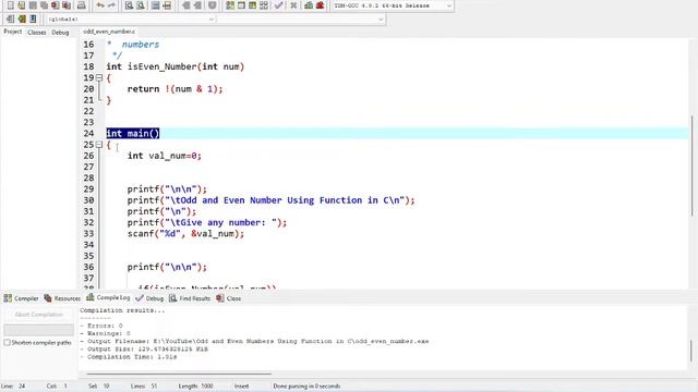 Odd and Even Number Using Function in C смотреть онлайн
