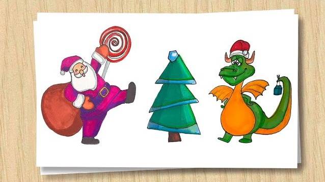 Рисуем Новый год Дед Мороз на Ёлке _ Рисуем дракона _ Happy New Year Drawing смотреть онлайн