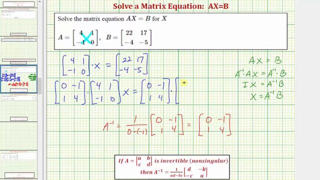 Ex 2: Solve the Matrix Equation AX=B (2x2) смотреть онлайн